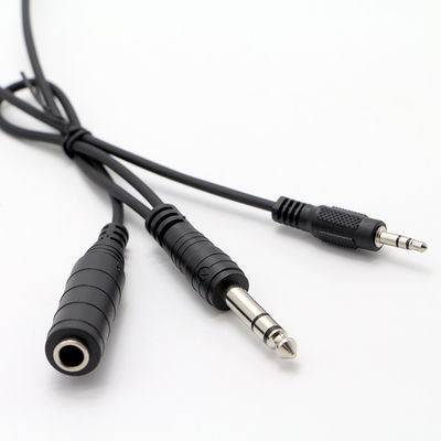 Y Splitter Hombre a Mujer 6.35mm 3.5mm TRS Micrófono Jack estéreo cable de audio