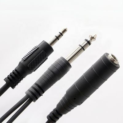 Splitter Hombre a Mujer 6.35mm 3.5mm TRS Jack Micrófono Cable de audio