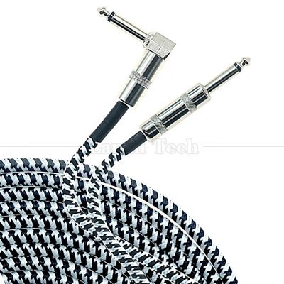 Cable de guitarra eléctrica de alta calidad y duradero trenzado 3M 10FT ángulo derecho a recto 1/4 pulgadas