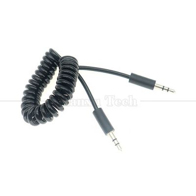 Cable de extensión de audio de resorte enrollado de macho a macho de 3,5 mm Jack Aux