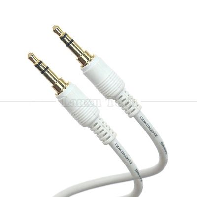 Cable de extensión de audio de alta calidad de oro plateado de macho a macho 3.5mm TRS 3 polos