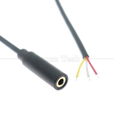 Revestido en oro 3.5mm TRS 3 Ploes Shield Jack de audio de mujer a cables desnudos de lata