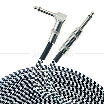 Metal trenzado en ángulo recto de 3M 6.35mm 1/4 TS Jack Audio Guitarra eléctrica Instrumento de efecto de bajo Amp Patch Cable de plomo