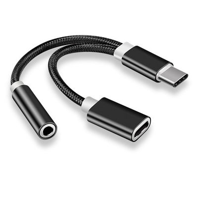 2 en 1 Tipo C a 3,5 mm Cargador de auriculares Jack de audio USB C Cable portátil Tipo C a 3,5 mm Adaptador de conector para teléfono móvil