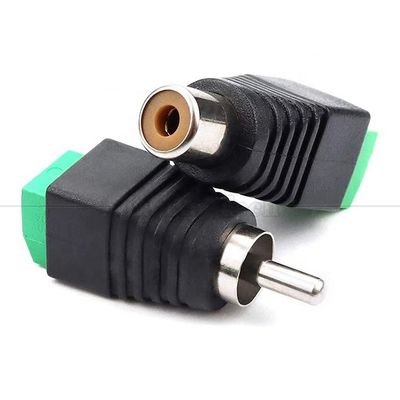 RCA Femenino Hombre a tornillo Terminal AV Fono Conector de cable sin soldadura convertidor de conector de cable Adaptador de audio