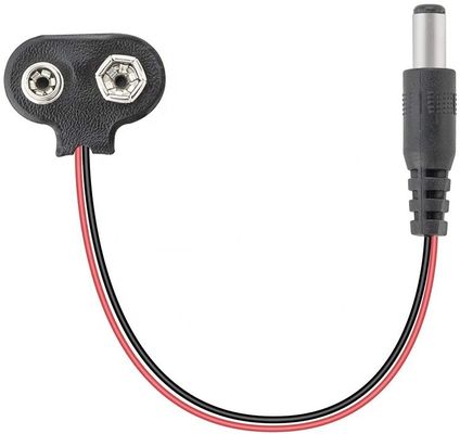 Conector de clip de batería de 9V a DC macho 5.5mm/2.1mm Cable de alimentación de enchufe para portadores de baterías