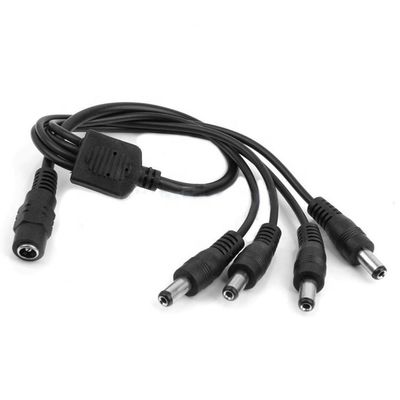 1 a 4 vías 1 Hembra a 4 Hombre 5.5x2.1 mm Cable de distribución de alimentación continua para cámara de CCTV LED
