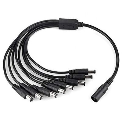 1 a 8 vías 1 Hembra a 8 Hombre 5.5x2.1 mm Cable de distribución de suministro de energía CC para cámara de circuito cerrado LED