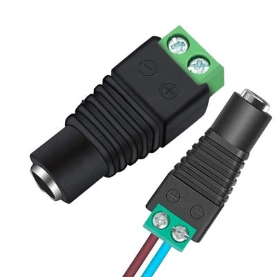 12v sin soldadura 24v 5.5x2.5mm 5.5x2.1mm Conector de conexión de corriente continua femenina Jack Adaptador para cámaras de circuito cerrado
