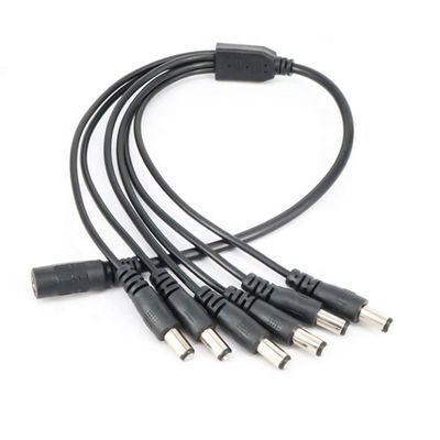 1 a 6 vías 1 Hembra a 6 Hombre 5.5x2.1 mm Cable de distribución de suministro de energía continua para cámara de circuito cerrado LED