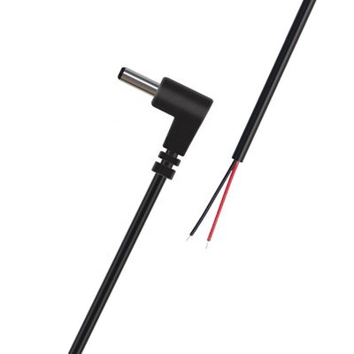 Personalización Ángulo de 90 grados DC Barril Jack Hombre 3.5x1.35mm a despojado de alambre de lata Pigtail Cables de extremo desnudo
