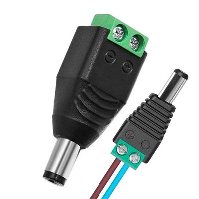 Sin soldadura 12v 24v 5.5x2.5mm 5.5x2.1mm Conector de conector de corriente continua masculino Jack Adaptador para cámaras de circuito cerrado
