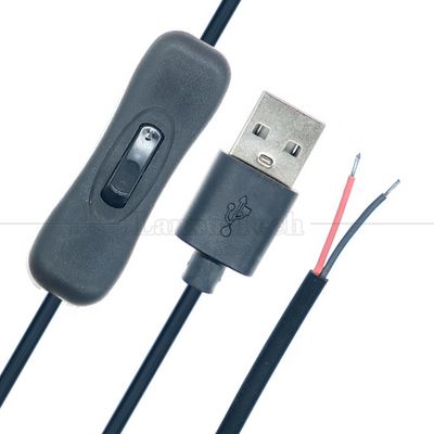 1M USB A macho para abrir cables de carga de alambre desnudo enlatado con botón de interruptor 304