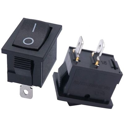 AC 6A/250V 10A/125V Negro 2 posición de pines Enciende el interruptor de rocker eléctrico del barco