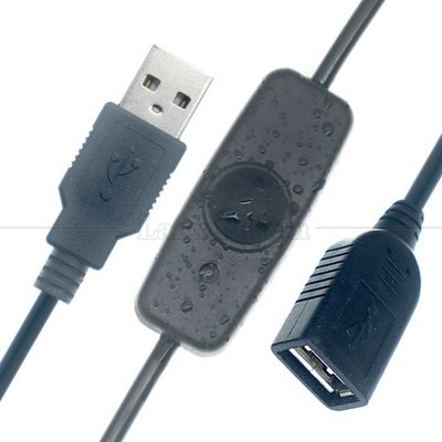 Indicador luz azul impermeable cubierta de silicio pulsar botón hombre a mujer interruptor de alimentación ON OFF cable de extensión USB