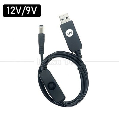 Refuerzo de alta calidad 5V USB a 12V 9V DC 5.5x2.1mm Jack de barril Cargador de energía ON OFF Cable con interruptor para el fan del router LED Strip