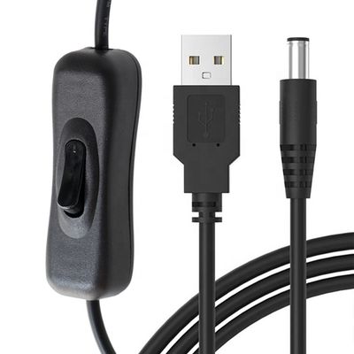 1m 5V USB a DC 5.5x2.1mm Cable de extensión del cargador de energía con interruptor ON OFF para Led