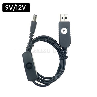 USB a 9V 12V DC 5.5x2.1mm Jack cargador de energía ON OFF Cable de interruptor para el fan del router altavoz de banda LED