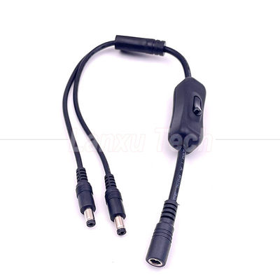 12v Splitter 1 Hembra a 2 Hombres enchufe de corriente continua 5.5x2.1mm encendido y apagado Cable de cable de interruptor para luz de lámpara LED