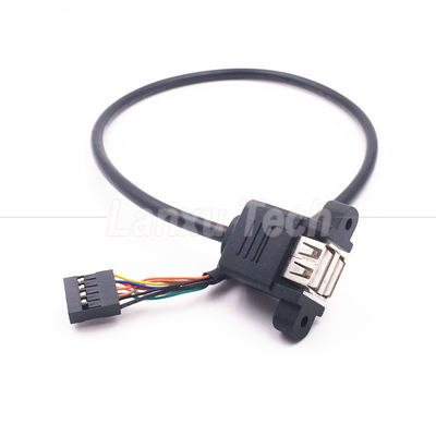 Conector USB doble tipo A de 2 puertos de panel de montaje USB a Dupont 9 Pin Header Conector de cable de alambre