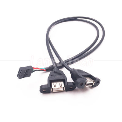 Dual USB tipo A 2 puertos panel montado USB a cable de cable de conector Dupont