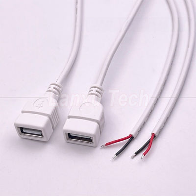 5V USB blanco Femenino para abrir cables desnudos Cables de extremo de cola de cerdo para tira LED