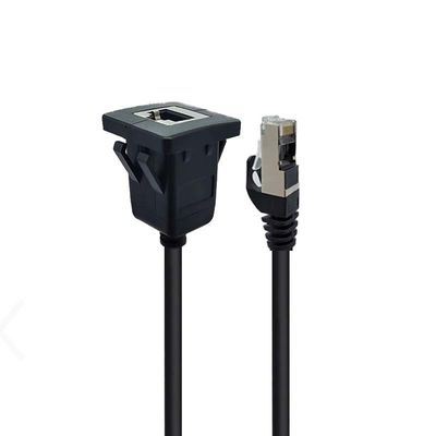 Cuadrado Snap-on Head RJ45 Cable de extensión impermeable con panel de montaje de descarga para automóviles Camión Camión Barco Computadora de motocicleta