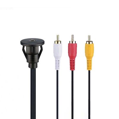 Cable de extensión impermeable DC 3.5 a 3RCA personalizado con panel de montaje de descarga para automóviles, camiones, barcos y computadoras de motocicletas