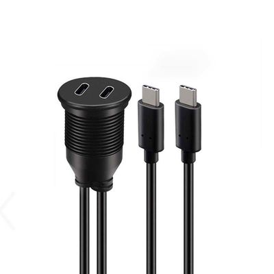 Personalizar doble tipo C macho a hembra cable de extensión a prueba de agua con panel de montaje de chorro para automóvil camión barco computadora de motocicleta