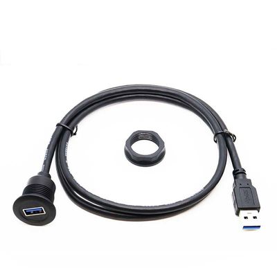 Cable de extensión a prueba de agua de cabeza corta USB 3.0 de hombre a mujer con panel de montaje de descarga para automóviles, camiones, barcos y computadoras de motocicletas