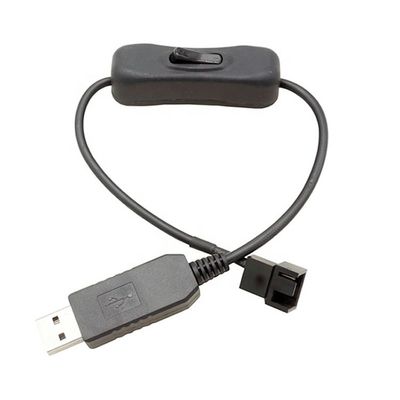 12V Step UP Boost USB a 3 pin 4 pin PWM PC ventilador encendido OFF Cable del adaptador de alimentación del interruptor