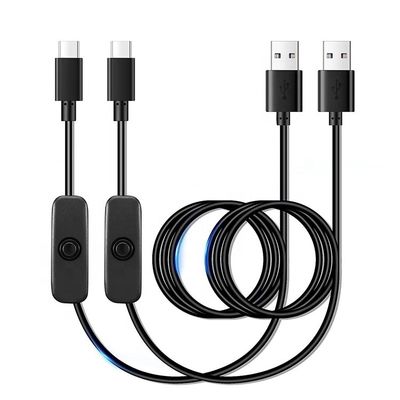 1m 5V 3A USB Tipo C Cable de carga con interruptor encendido para Raspberry Pi