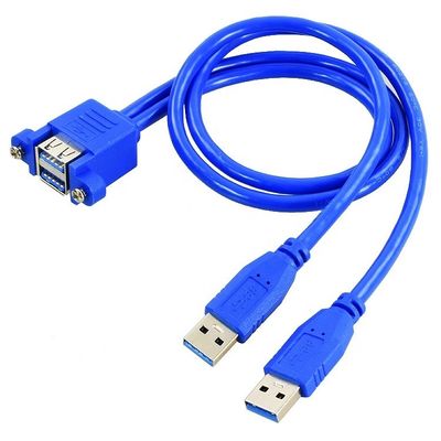 Cable de extensión USB 3.0 de doble tipo A de panel de montaje masculino a femenino