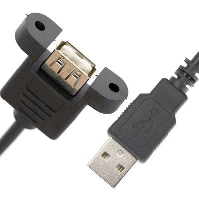 1ft 3ft 10ft Cerradura de tornillo del macho al panel de montaje de la mujer USB 2.0 Tipo A cable de extensión