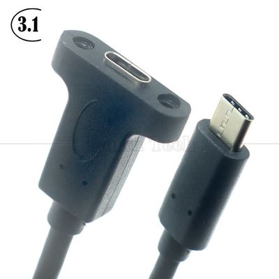 10Gbps 0,3m 1m Hombre a mujer Tipo C 3.1 Panel montado Cerradura de tornillo Agujero de bloqueo Cable de extensión USB