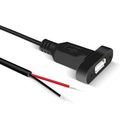 Panel de montaje personalizado USB A Femenino a alambre desnudo Cable de extremo abierto enlatado