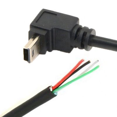 90 grados hacia arriba hacia abajo ángulo izquierdo derecho Mini USB para desnudar alambre desnudo Cable de cola de cerdo de extremo abierto