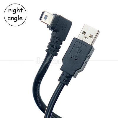 1m 2m 3m 5m 90 grados en forma de L ángulo derecho izquierdo USB 2.0 A macho a mini B 5 pin USB Cable de carga de datos para cámara MP3
