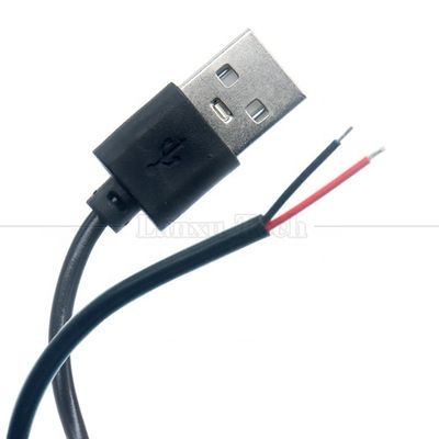 Alta calidad 5V USB 2.0 un macho para abrir desnudo desnudo 2 pinos cables extremo Pigtail Cable para lámpara de luz LED