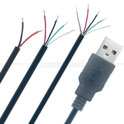 USB 2.0 personalizado Tipo A macho a desnudo enlatado 2 3 4 cables de carga de datos de cola de cerdo