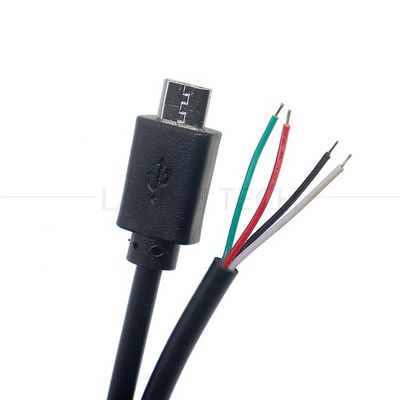 OEM Micro B V8 personalizado 5 pines USB macho para abrir Pigtail cables desnudos