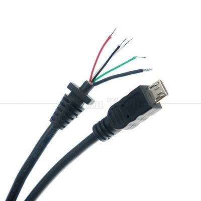 Carga de datos personalizada Micro USB blindado para abrir cable de cargador de energía de cola de cerdo