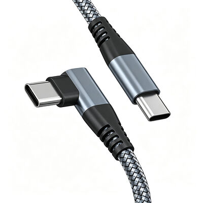 Cable de carga y datos trenzado de 90 grados, 60W, 3A, Tipo C a Tipo C, PD, para teléfono móvil, monitor, iPhone 15 16