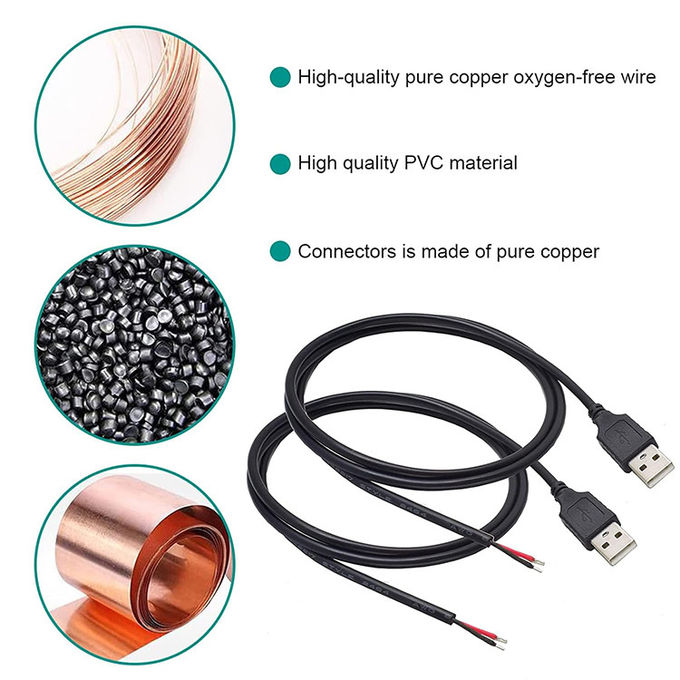 5V USB para abrir cables desnudos de lata despojados de cables de carga de energía de cola de cerdo para lámpara de luz de banda LED 4
