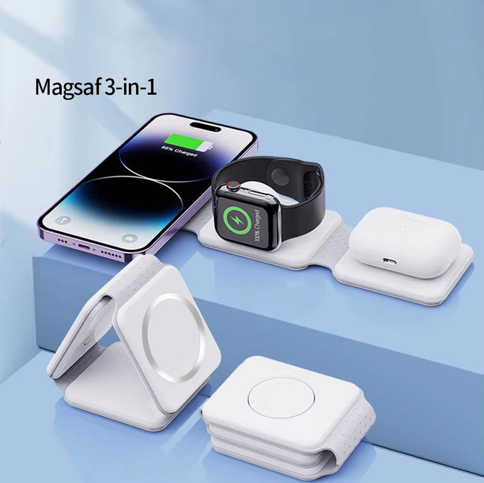 Cargador inalámbrico plegable magnético 3 en 1 iPhone 12-15 15w Estación de carga inalámbrica rápida Cargadores inalámbricos portátiles 6