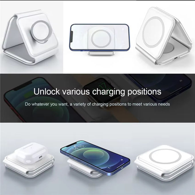 Cargador inalámbrico plegable magnético 3 en 1 iPhone 12-15 15w Estación de carga inalámbrica rápida Cargadores inalámbricos portátiles 0