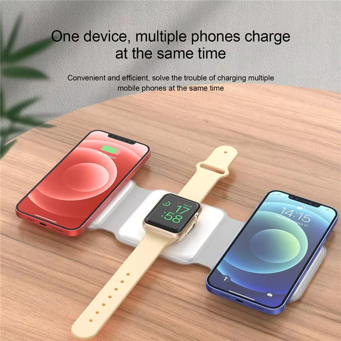 Cargador inalámbrico plegable magnético 3 en 1 iPhone 12-15 15w Estación de carga inalámbrica rápida Cargadores inalámbricos portátiles 2
