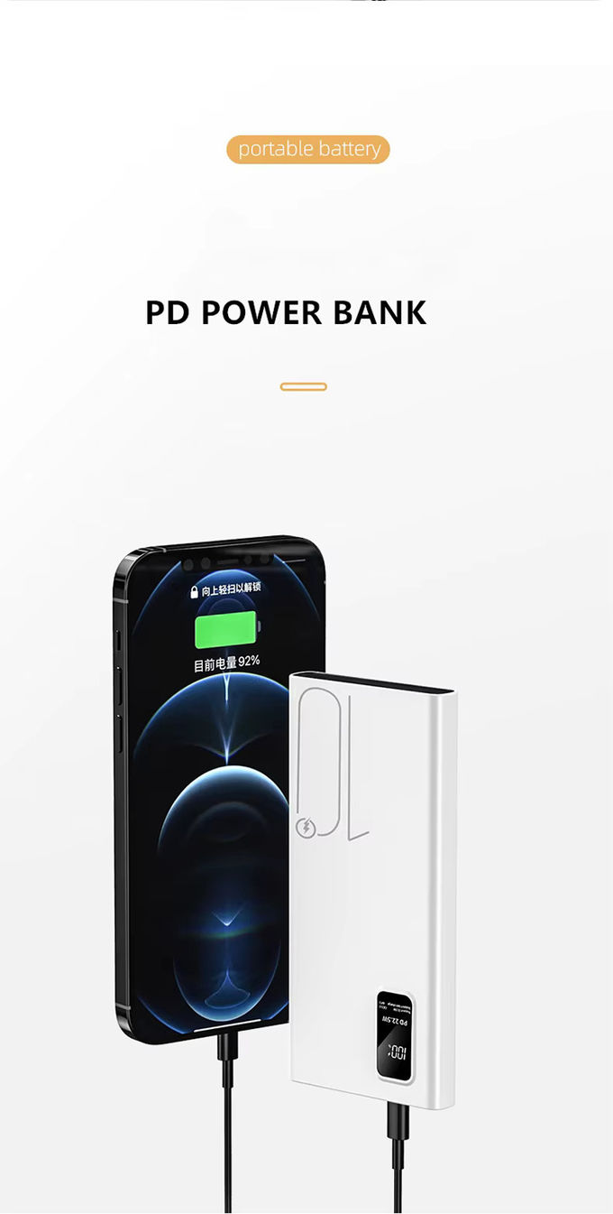 Exterior portátil 10000mah PowerBank LED Display PD QC3.0 22.5W Carga rápida Bancos de energía delgados 10000mAh Cargador USB-C para iphone 15 5